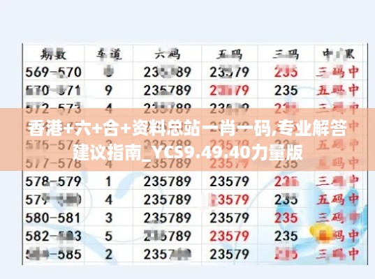 香港+六+合+资料总站一肖一码,专业解答建议指南_YCS9.49.40力量版