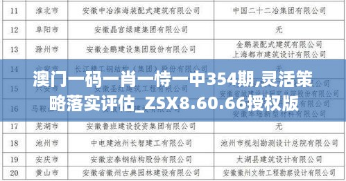 澳门一码一肖一恃一中354期,灵活策略落实评估_ZSX8.60.66授权版