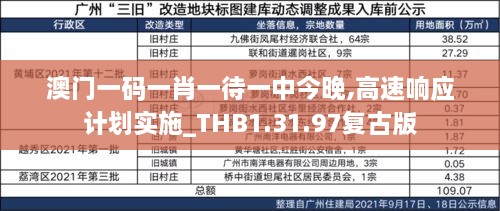 澳门一码一肖一待一中今晚,高速响应计划实施_THB1.31.97复古版