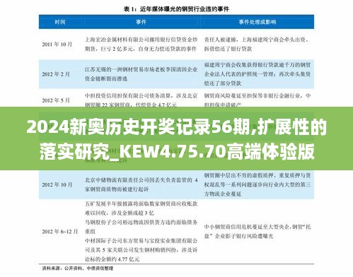 2024新奥历史开奖记录56期,扩展性的落实研究_KEW4.75.70高端体验版