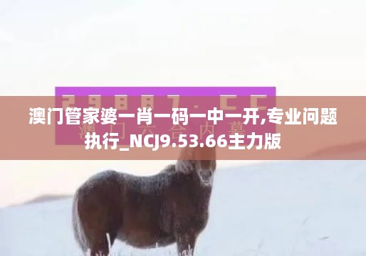 澳门管家婆一肖一码一中一开,专业问题执行_NCJ9.53.66主力版