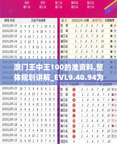 澳门王中王100的准资料,整体规划讲解_EVL9.40.94为你版