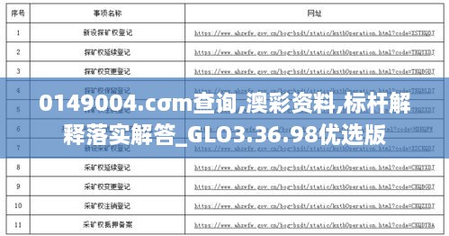 0149004.cσm查询,澳彩资料,标杆解释落实解答_GLO3.36.98优选版