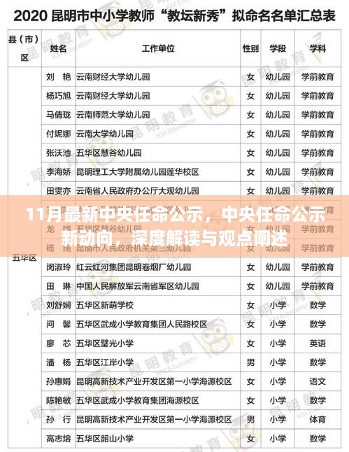 深度解读与观点阐述，中央任命公示新动向及新任领导名单分析