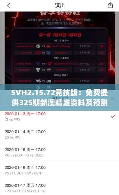 SVH2.15.72竞技版：免费提供325期新澳精准资料及预测解答