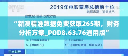 “新澳精准数据免费获取265期，财务分析方案_POD8.63.76通用版”