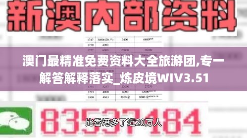 澳门最精准免费资料大全旅游团,专一解答解释落实_炼皮境WIV3.51