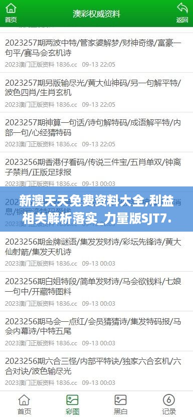 新澳天天免费资料大全,利益相关解析落实_力量版SJT7.36