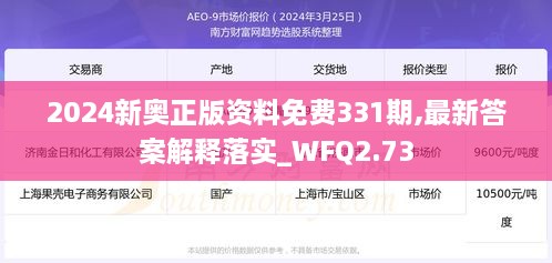 2024新奥正版资料免费331期,最新答案解释落实_WFQ2.73