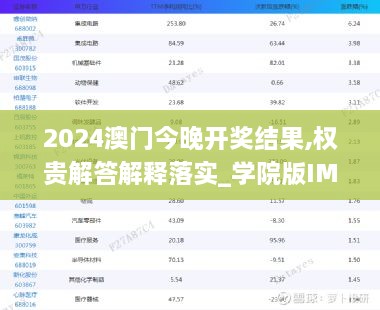 2024澳门今晚开奖结果,权贵解答解释落实_学院版IMA7.67