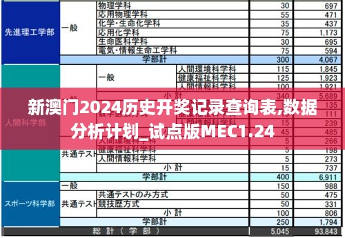 新澳门2024历史开奖记录查询表,数据分析计划_试点版MEC1.24