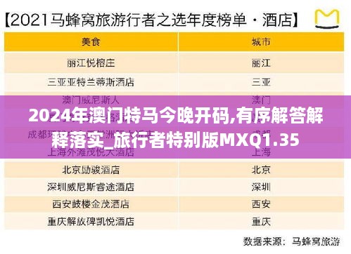 2024年澳门特马今晚开码,有序解答解释落实_旅行者特别版MXQ1.35