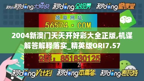 2004新澳门天天开好彩大全正版,机谋解答解释落实_精英版ORI7.57