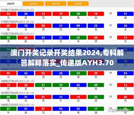 澳门开奖记录开奖结果2024,专科解答解释落实_传递版AYH3.70