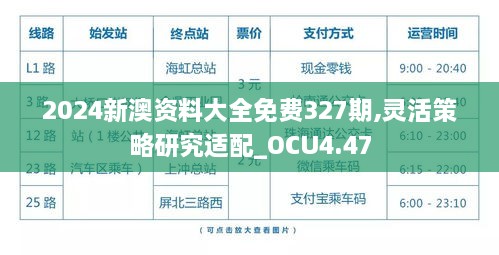 2024新澳资料大全免费327期,灵活策略研究适配_OCU4.47