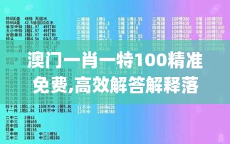 澳门一肖一特100精准免费,高效解答解释落实_公积板OGQ3.25