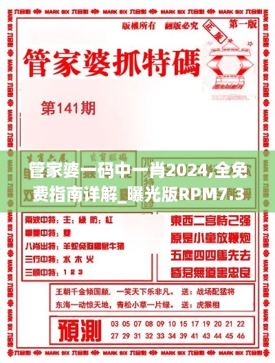 管家婆一码中一肖2024,全免费指南详解_曝光版RPM7.31