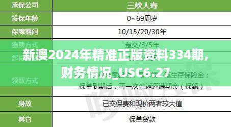 新澳2024年精准正版资料334期,财务情况_USC6.27