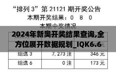 2024年新奥开奖结果查询,全方位展开数据规划_IQK6.6