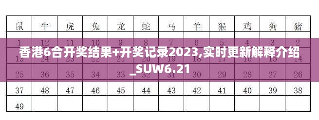 香港6合开奖结果+开奖记录2023,实时更新解释介绍_SUW6.21