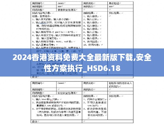 2024香港资料免费大全最新版下载,安全性方案执行_HSD6.18