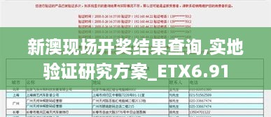 新澳现场开奖结果查询,实地验证研究方案_ETX6.91