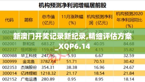 新澳门开奖记录新纪录,精细评估方案_XQP6.14