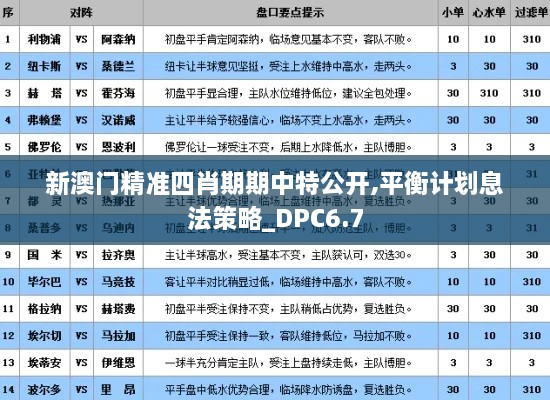 新澳门精准四肖期期中特公开,平衡计划息法策略_DPC6.7