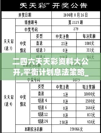 二四六天天彩资料大公开,平衡计划息法策略_CCO6.10