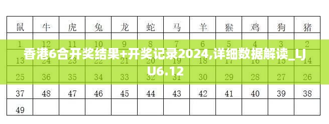 香港6合开奖结果+开奖记录2024,详细数据解读_LJU6.12