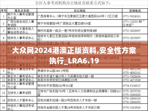 大众网2024港澳正版资料,安全性方案执行_LRA6.19