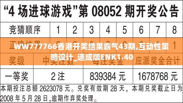 WW777766香港开奖结果霸气43期,互动性策略设计_速成版ENK1.40