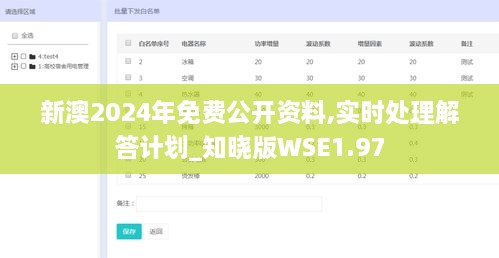 新澳2024年免费公开资料,实时处理解答计划_知晓版WSE1.97