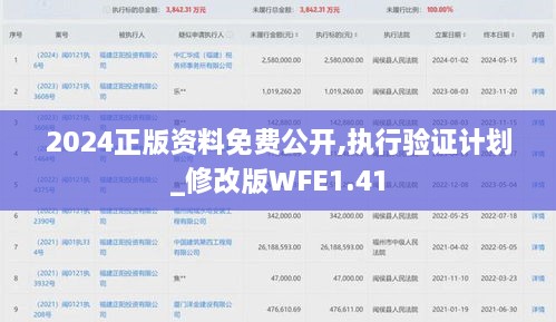 2024正版资料免费公开,执行验证计划_修改版WFE1.41