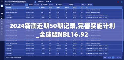 2024新澳近期50期记录,完善实施计划_全球版NBL16.92