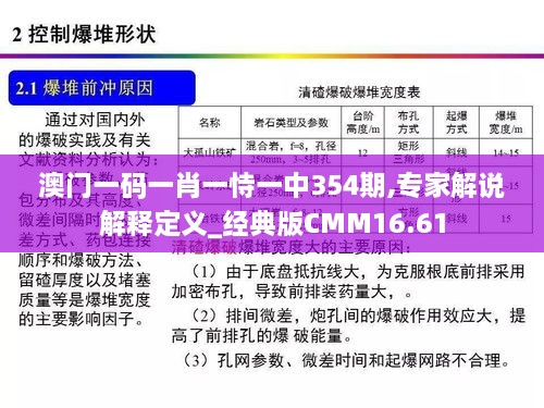 澳门一码一肖一恃一中354期,专家解说解释定义_经典版CMM16.61