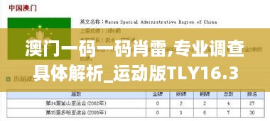 澳门一码一码肖雷,专业调查具体解析_运动版TLY16.37