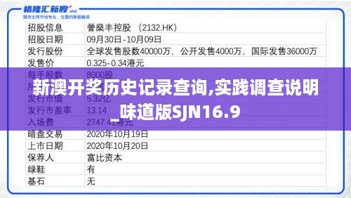 新澳开奖历史记录查询,实践调查说明_味道版SJN16.9