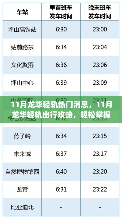 掌握出行攻略，11月龙华轻轨最新消息与出行指南