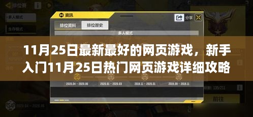 11月25日热门网页游戏攻略大全，新手入门与进阶技能掌握