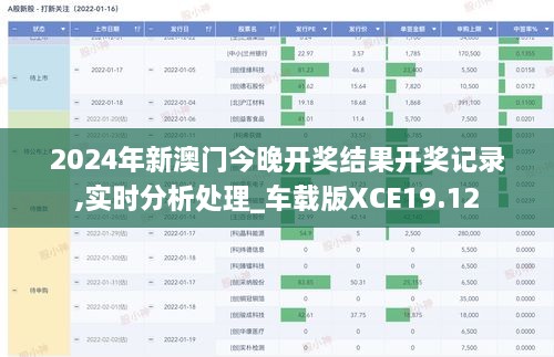 2024年新澳门今晚开奖结果开奖记录,实时分析处理_车载版XCE19.12