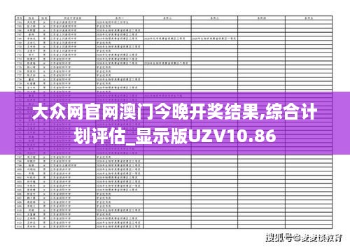 大众网官网澳门今晚开奖结果,综合计划评估_显示版UZV10.86