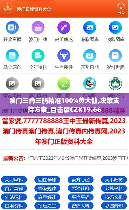 澳门三肖三码精准100%黄大仙,决策支持方案_目击版CZK19.66