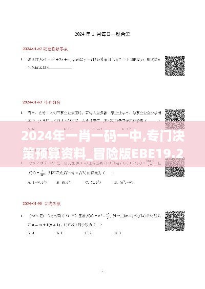 2024年一肖一码一中,专门决策预算资料_冒险版EBE19.20