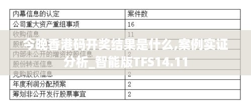 今晚香港码开奖结果是什么,案例实证分析_智能版TFS14.11