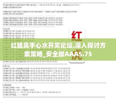 红姐高手心水开奖论坛,深入探讨方案策略_安全版AAA5.75