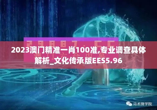 2023澳门精准一肖100准,专业调查具体解析_文化传承版EES5.96