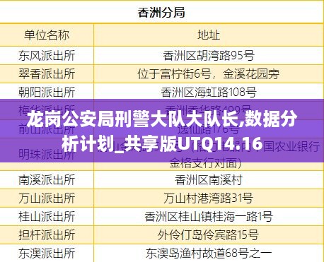 龙岗公安局刑警大队大队长,数据分析计划_共享版UTQ14.16