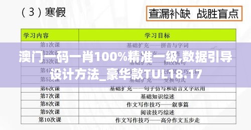 澳门一码一肖100%精准一级,数据引导设计方法_豪华款TUL18.17