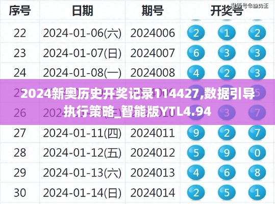 2024新奥历史开奖记录114427,数据引导执行策略_智能版YTL4.94